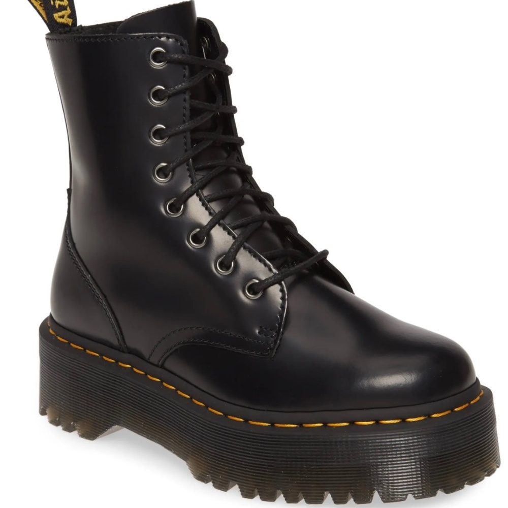 New Dr. Martens Jadon Boot - polished smooth black leather
